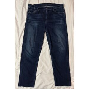 Citizens of Humanity Rocket High Rise Crop Skinny Jeans Dark Wash Raw Hem Womens